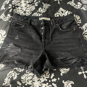 Topshop black denim distressed shorts